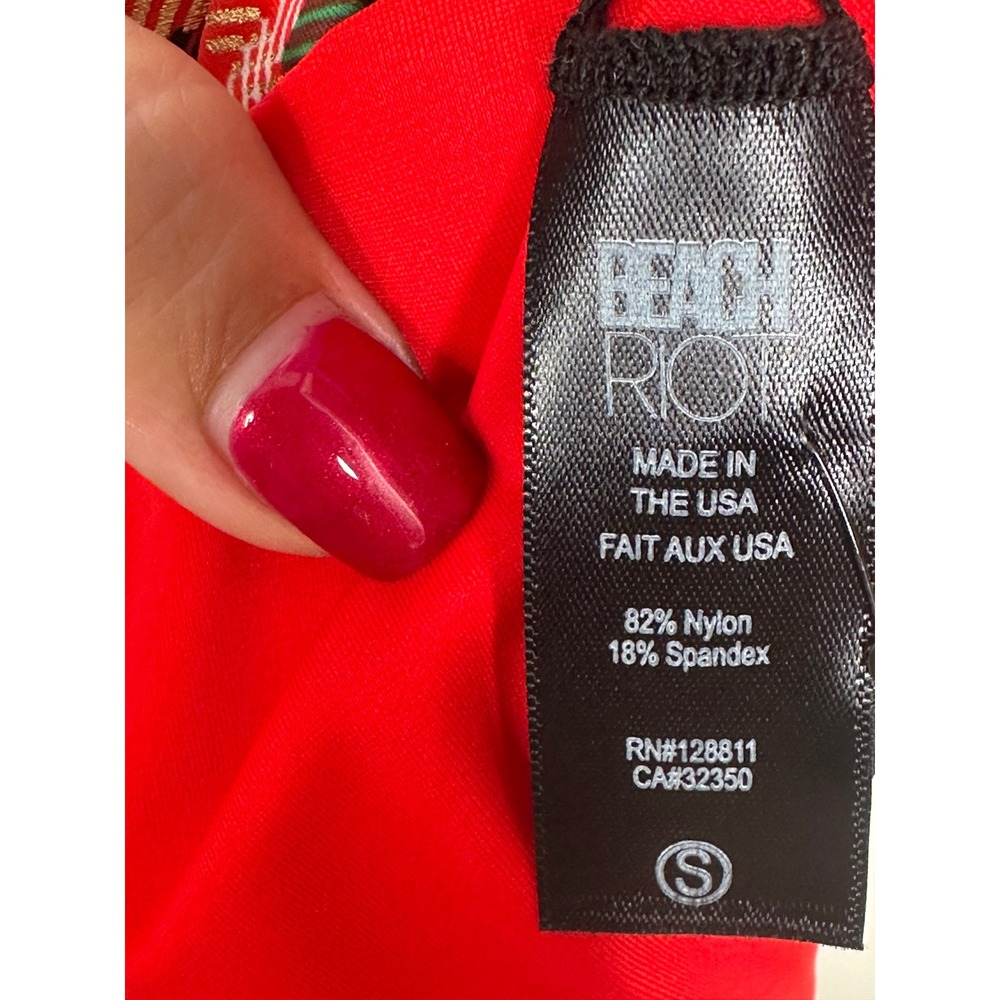NEW Beach Riot Leah Scoop Tank Small Holiday Plaid Tartan Sports Bra NWT - Picture 9 of 9